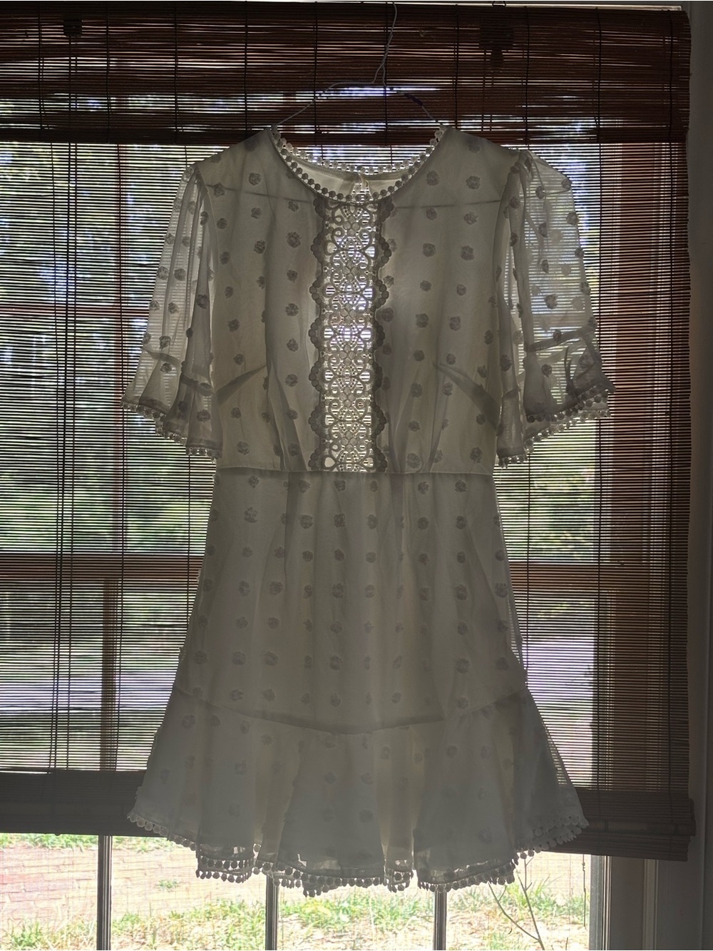 NWT Indikah Sheer White Lace-Trim Mini Dress